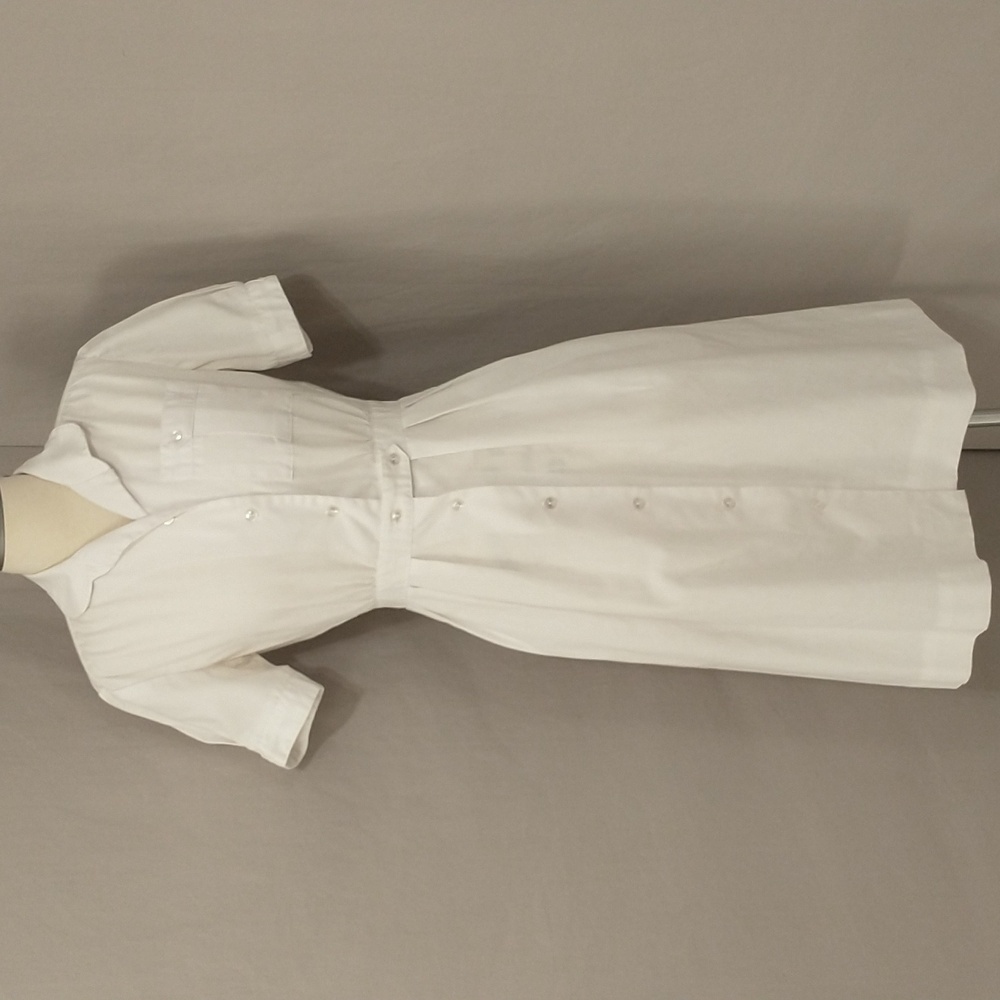 Vintage Nurse's Dress White Classic Mark 4 Fit 2 See Measurements Old Uniform